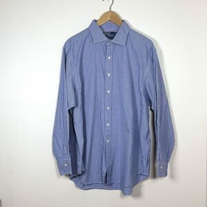 Polo Ralph Lauren Regent Classic Fit Shirt Mens 18 34/35 Button Front Blue Check